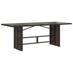Berkfield Home Garden Table with Glass Top Brown 190x80x75 cm Poly Rattan - Size: 190 x 80 x 75 cm - thumbnail 3