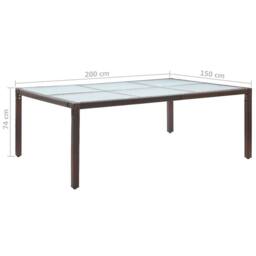 Berkfield Home Outdoor Dining Table Brown 200x150x74 cm Poly Rattan - Size: 200 x 150 x 74 cm - thumbnail 5