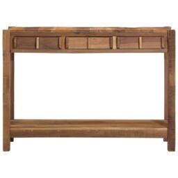 Berkfield Home Durable Console Table 107x33x76 cm Solid Wood Reclaimed in Brown - Size: 107 x 33 x 76 cm - thumbnail 4