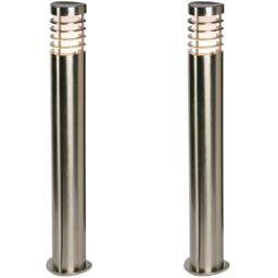Loops 2 PACK Outdoor Garden Bollard Light Brushed Steel 9.2W Path LED Lamp Post IP44 in Metallics