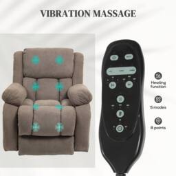 HOMCOM Power Lift Recliner Chair, Reclining Chair with Massage, Light Brown - Size: Armchair - thumbnail 5