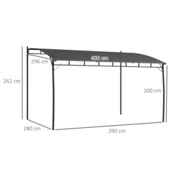 OUTSUNNY 3 x 4m Metal Lean To Pergola, UV-Resistant Outdoor Gazebo Sun Shade in Dark Grey - thumbnail 3