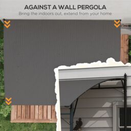 OUTSUNNY 3 x 4m Metal Lean To Pergola, UV-Resistant Outdoor Gazebo Sun Shade in Dark Grey - thumbnail 4