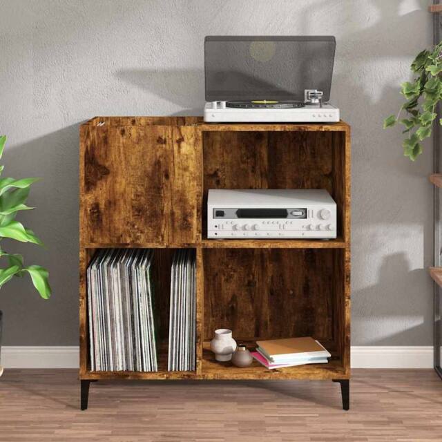 Berkfield Home Record Cabinet Smoked Oak 84.5x38x89 cm Engineered Wood in Brown - image 1