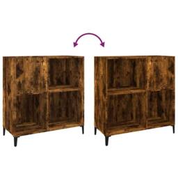 Berkfield Home Record Cabinet Smoked Oak 84.5x38x89 cm Engineered Wood in Brown - thumbnail 7