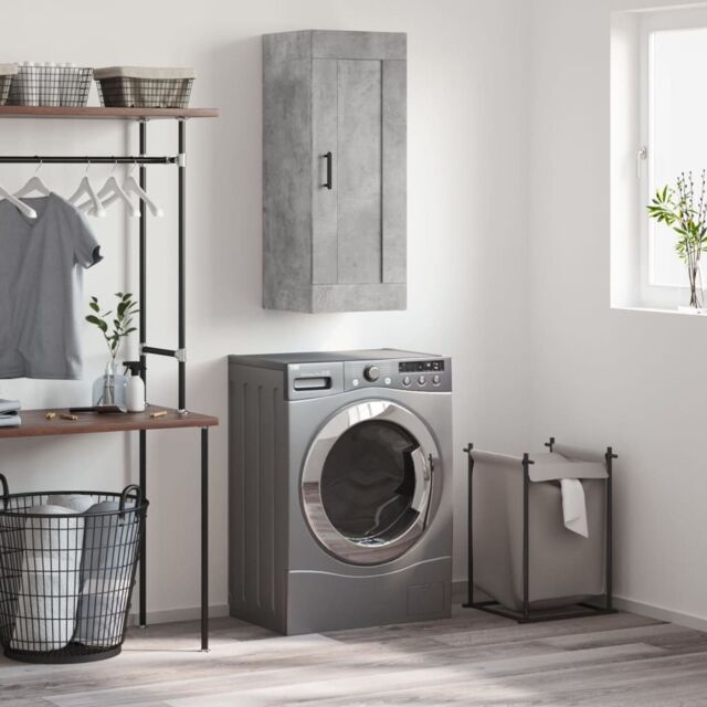 Berkfield Home Wall Mounted Cabinet Concrete Grey 34.5x34x90 cm Engineered Wood - image 1