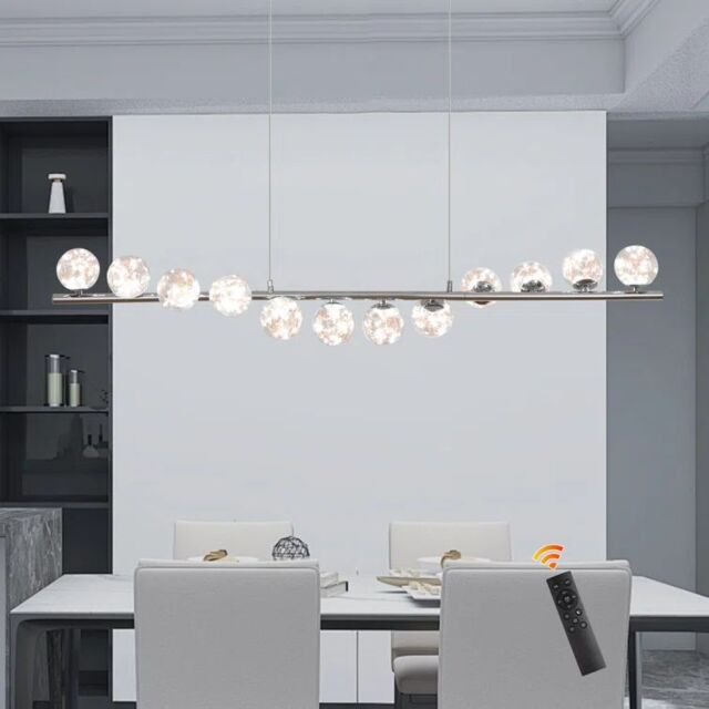 Garwarm 12 - Light LED Dimmable Linear Kitchen Island Pendant Chrome in Silver - image 1