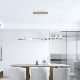 Garwarm 12 - Light LED Dimmable Linear Kitchen Island Pendant Chrome in Silver - thumbnail 2