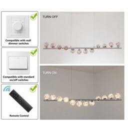 Garwarm 12 - Light LED Dimmable Linear Kitchen Island Pendant Chrome in Silver - thumbnail 5