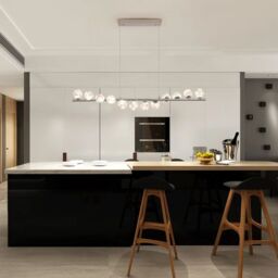 Garwarm 12 - Light LED Dimmable Linear Kitchen Island Pendant Chrome in Silver - thumbnail 6