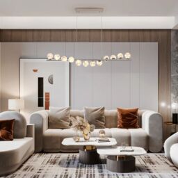 Garwarm 12 - Light LED Dimmable Linear Kitchen Island Pendant Chrome in Silver - thumbnail 3