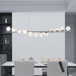 Garwarm 12 - Light LED Dimmable Linear Kitchen Island Pendant Chrome in Silver - thumbnail 1