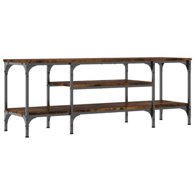Berkfield Home TV Cabinet Smoked Oak 121x35x45 cm Engineered Wood&Iron in Brown - Size: 121 x 35 x 45 cm - image 1