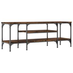 Berkfield Home TV Cabinet Smoked Oak 121x35x45 cm Engineered Wood&Iron in Brown - Size: 121 x 35 x 45 cm - thumbnail 1