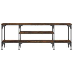 Berkfield Home TV Cabinet Smoked Oak 121x35x45 cm Engineered Wood&Iron in Brown - Size: 121 x 35 x 45 cm - thumbnail 4