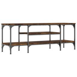 Berkfield Home TV Cabinet Smoked Oak 121x35x45 cm Engineered Wood&Iron in Brown - Size: 121 x 35 x 45 cm - thumbnail 6