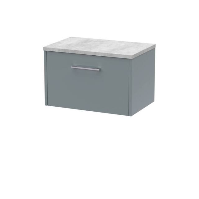Balterley Winshill 1 Drawer Wall Hung Vanity Unit with Worktop, Grey, 600mm in Grey - image 1