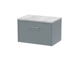 Balterley Winshill 1 Drawer Wall Hung Vanity Unit with Worktop, Grey, 600mm in Grey - thumbnail 1