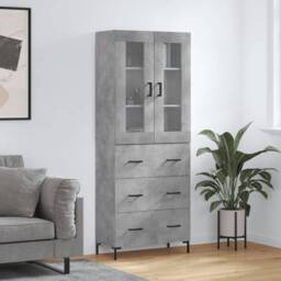 Berkfield Home Highboard Concrete Grey 69.5x34x180 cm Engineered Wood - thumbnail 2