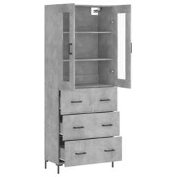 Berkfield Home Highboard Concrete Grey 69.5x34x180 cm Engineered Wood - thumbnail 4