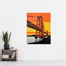 "Artery8 Wall Art Print Forth Rail Bridge Vibrant Orange Yellow Blue Poster Picture - Size: W24"" x H32""" - thumbnail 4