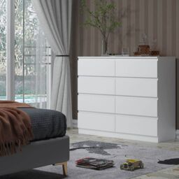 SquareBoxx Fairfield Matt Minimalist Chest of Draws 8 Draw in White - thumbnail 4