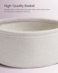 VASAGLE Round End Table Fabric Basket Spacious Modern Bedside Living Room in Pale Pink - thumbnail 5