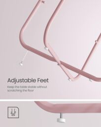 VASAGLE Round End Table Fabric Basket Spacious Modern Bedside Living Room in Pale Pink - thumbnail 6
