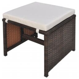 Berkfield Home 5 Piece Outdoor Dining Set with Cushions Poly Rattan Brown - thumbnail 6