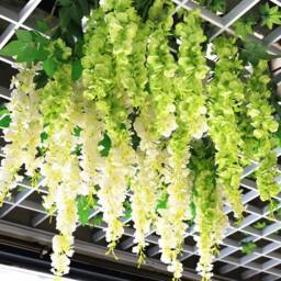SPETLEK 12XWhite Artificial Fake Hanging Wisteria Silk Flowers in White - Size: 0.6m2 - thumbnail 5