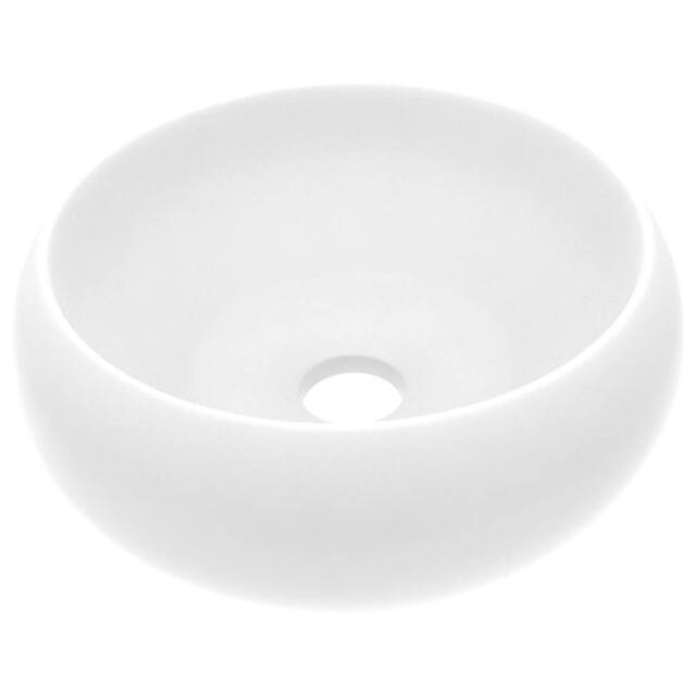 Berkfield Home Luxury Wash Basin Round Matt White 40x15 cm Ceramic - image 1