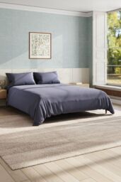 Garden Sanctuary Solid Color King Size Bedding Simple Brushed Fiber Four-Piece Set in Grey - thumbnail 2
