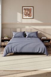 Garden Sanctuary Solid Color King Size Bedding Simple Brushed Fiber Four-Piece Set in Grey - thumbnail 1