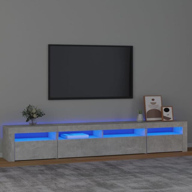 Berkfield Home TV Cabinet with LED Lights Concrete Grey 240x35x40 cm - Size: 240 x 35 x 40 cm - image 1