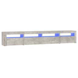 Berkfield Home TV Cabinet with LED Lights Concrete Grey 240x35x40 cm - Size: 240 x 35 x 40 cm - thumbnail 2