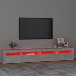 Berkfield Home TV Cabinet with LED Lights Concrete Grey 240x35x40 cm - Size: 240 x 35 x 40 cm - thumbnail 5