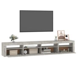 Berkfield Home TV Cabinet with LED Lights Concrete Grey 240x35x40 cm - Size: 240 x 35 x 40 cm - thumbnail 6