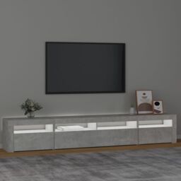 Berkfield Home TV Cabinet with LED Lights Concrete Grey 240x35x40 cm - Size: 240 x 35 x 40 cm - thumbnail 3
