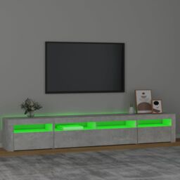 Berkfield Home TV Cabinet with LED Lights Concrete Grey 240x35x40 cm - Size: 240 x 35 x 40 cm - thumbnail 4