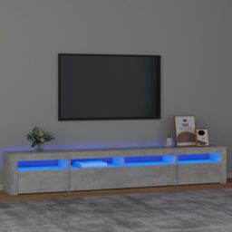 Berkfield Home TV Cabinet with LED Lights Concrete Grey 240x35x40 cm - Size: 240 x 35 x 40 cm - thumbnail 1