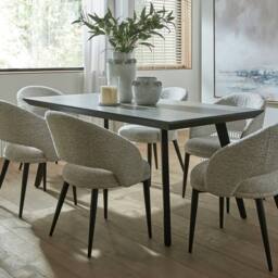Lemon Pavilion Furniture and Decor Stellen Indoor Rectangular Dining Table - L90 x W180 x H76 cm - Black in Grey - thumbnail 2