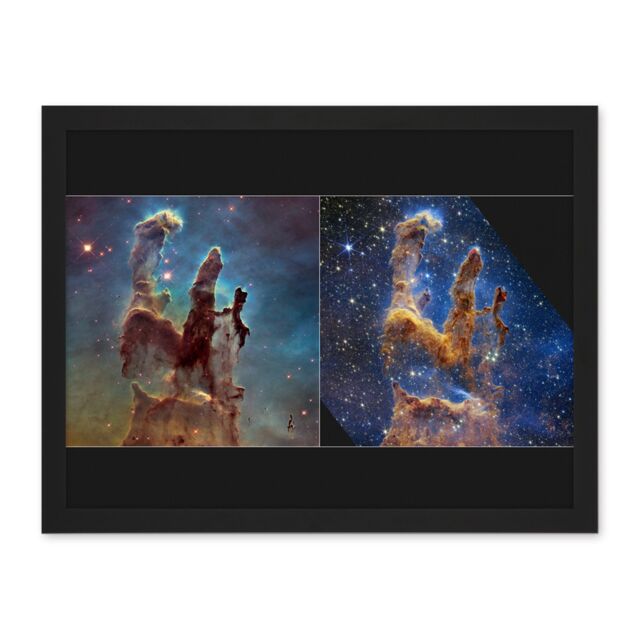 Artery8 Wall Art Print NASA James Webb Hubble Comparison Space Telescope Pillars of Creation Eagle Nebula Large Framed Wall Décor Art - image 1