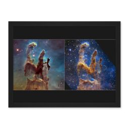 Artery8 Wall Art Print NASA James Webb Hubble Comparison Space Telescope Pillars of Creation Eagle Nebula Large Framed Wall Décor Art - thumbnail 1