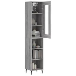 Berkfield Home Highboard Grey Sonoma 34.5x34x180 cm Engineered Wood - thumbnail 1