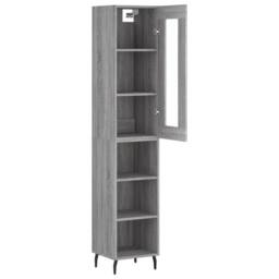 Berkfield Home Highboard Grey Sonoma 34.5x34x180 cm Engineered Wood - thumbnail 4