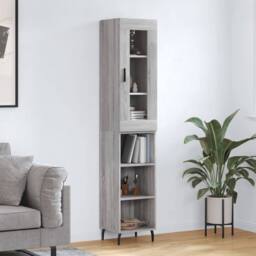 Berkfield Home Highboard Grey Sonoma 34.5x34x180 cm Engineered Wood - thumbnail 2