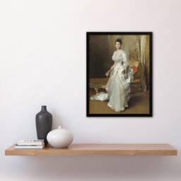 "Artery8 Mrs Henry White Portrait John Singer Sargent Framed Wall Art Print in Brown - Size: W12"" x H16""" - thumbnail 4