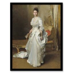 "Artery8 Mrs Henry White Portrait John Singer Sargent Framed Wall Art Print in Brown - Size: W12"" x H16""" - thumbnail 1