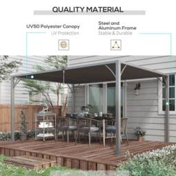 OUTSUNNY 4 x 3(m) Outdoor Louvered Metal Pergola with Retractable Roof in Grey - thumbnail 6