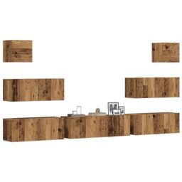 Berkfield Home 7 Piece TV Cabinet Set Wall-mounted Old Wood Engineered Wood in Brown - thumbnail 1